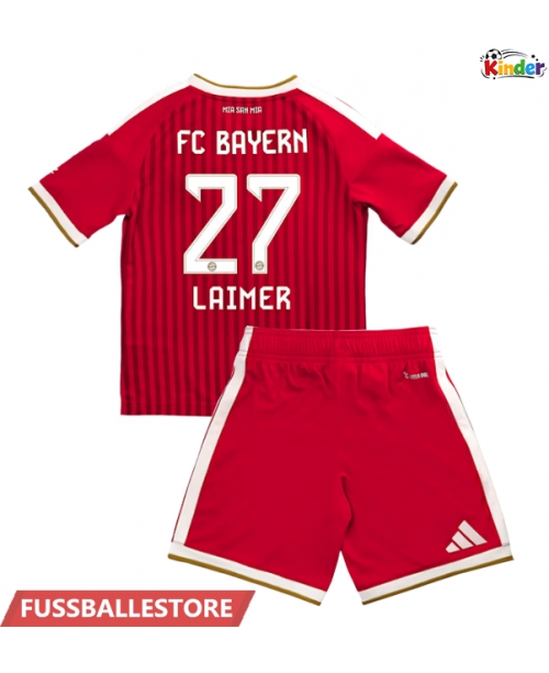Günstige Bayern Munich Konrad Laimer #27 Heimtrikotsatz Kinder 2026-27 Kurzarm (+ Kurze Hosen)